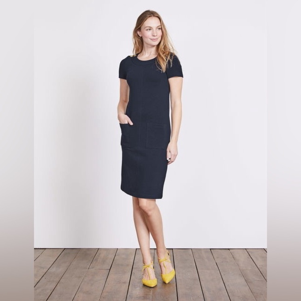 Boden Hermione Ottoman Dress in Navy Blue - Size 14R